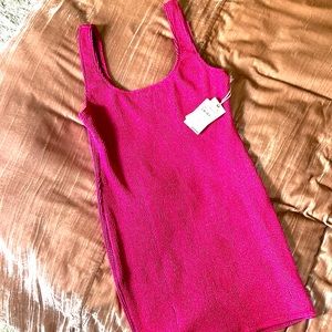 Good American Always Fits Metallic Sculpt Dress Fuchsia Pink